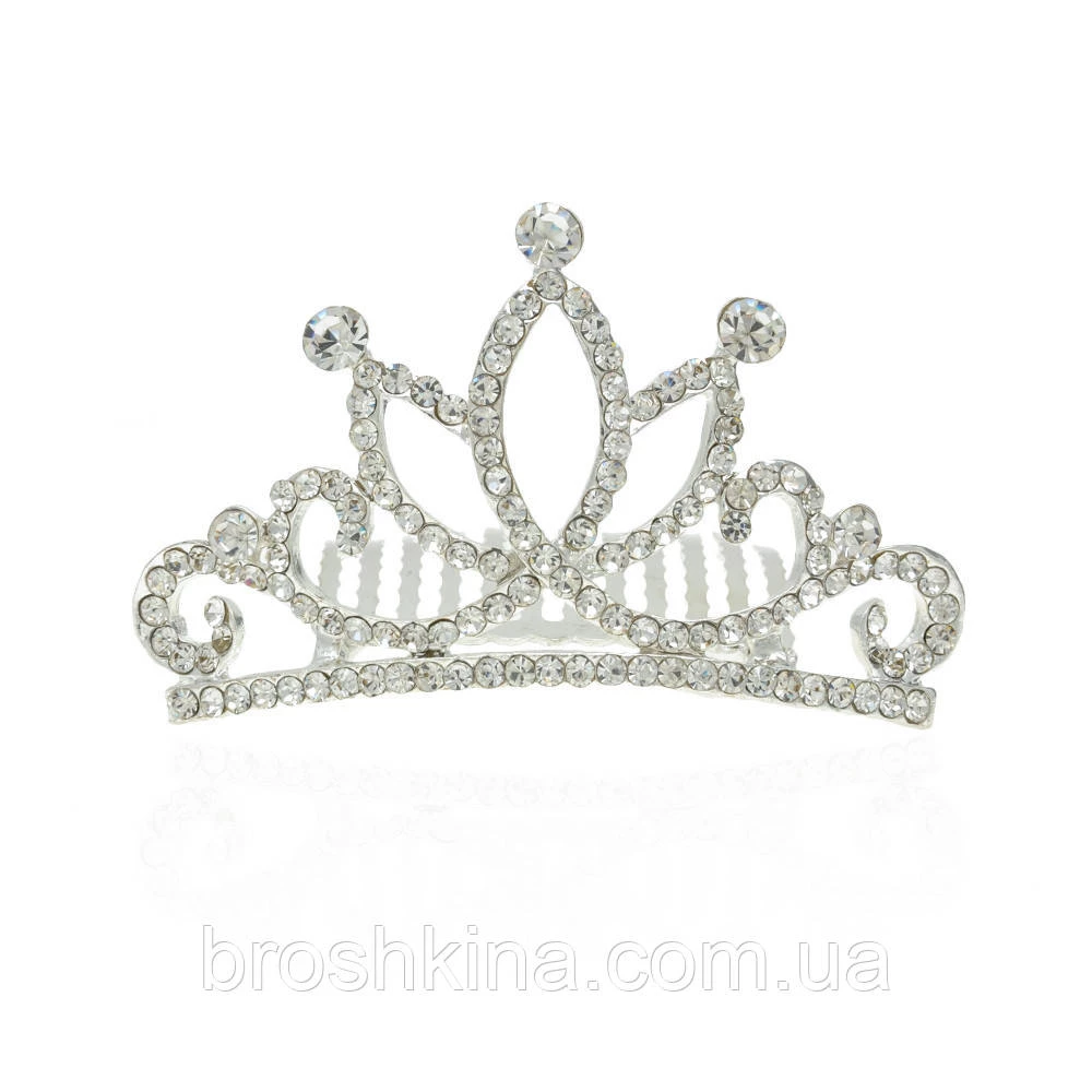 Диадема металл со стразами на гребне 6.5 см