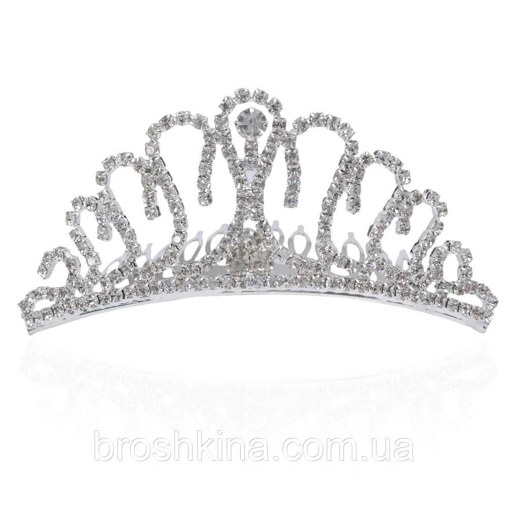 Диадема металл со стразами на гребне 9.3 см