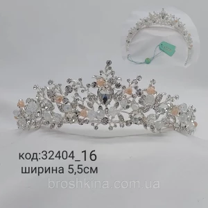 Изображение товара -  Корона металл под серебро в камнях высота 5,5 см