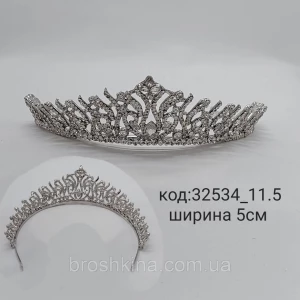 Изображение товара -  Корона металл под серебро в камнях высота 5 см