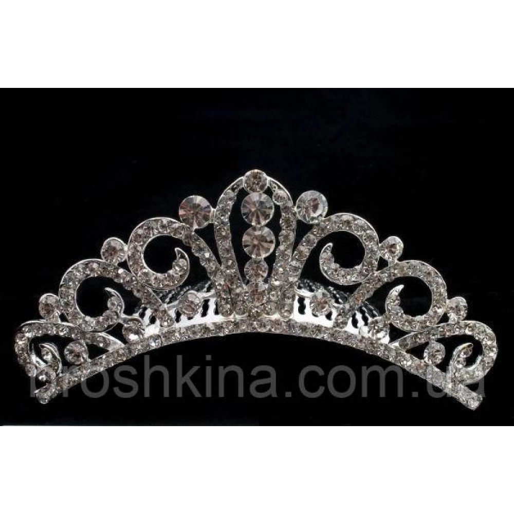 Диадема металл со стразами на гребне 11*4 см