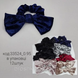 Изображение товара -  Резинки для волос бант бархат 12 шт/уп. цветные