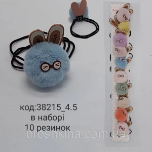 Изображение товара - Резиночки жгут пампоны с ушками Ø4,5 см мех 10 шт/уп.