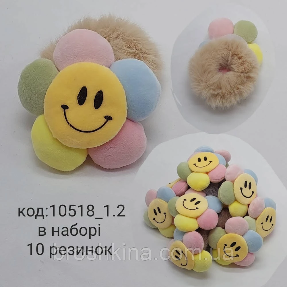 Меховая резинка Ø6 см мех 10 шт/уп. ЦВЕТОК