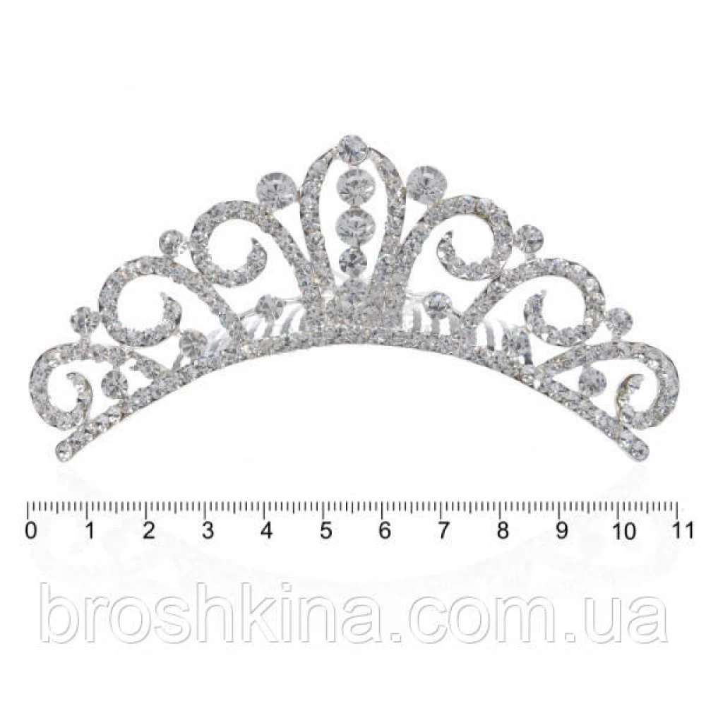 Диадема металл со стразами на гребне 11*4 см
