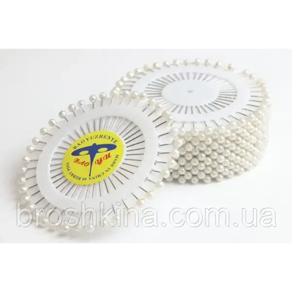 Кравецькі булавки з кулькою 3.5 см 40 шт/пластина БІЛІ
