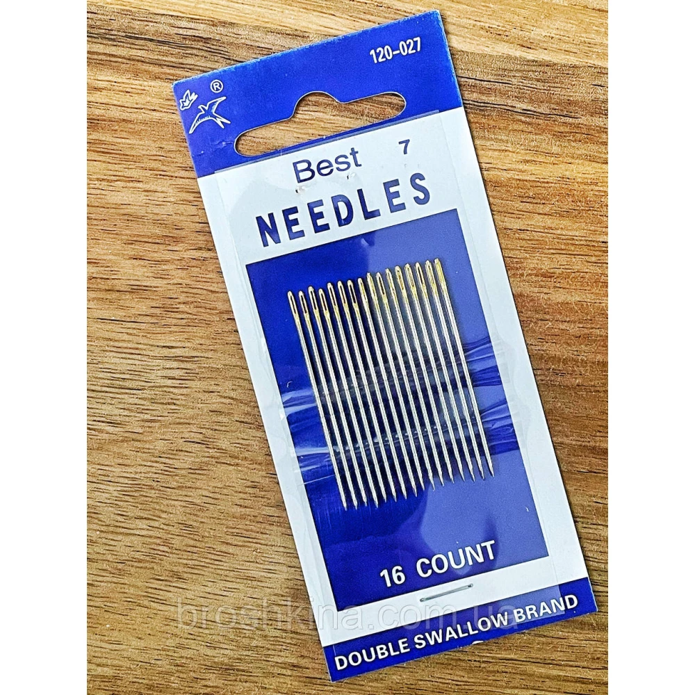 Голки 7 для ручного шиття з позолоченим вушком NEEDLES 16 шт/комплект