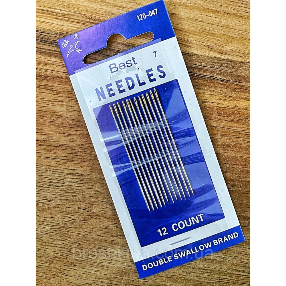 Голки 7 для ручного шиття з позолоченим вушком NEEDLES 12 шт/комплект