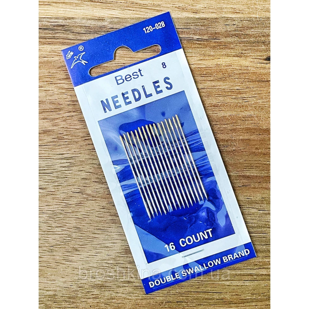 Голки 8 для ручного шиття з позолоченим вушком NEEDLES 16 шт/комплект