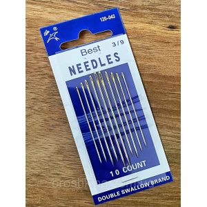 Изображение товара -  Голки 3/9 для ручного шиття з позолоченим вушком NEEDLES 10 шт/комплект