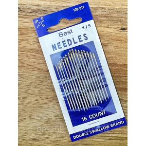 Изображение товара -  Голки 1/5 для ручного шиття з позолоченим вушком NEEDLES 16 шт/комплект