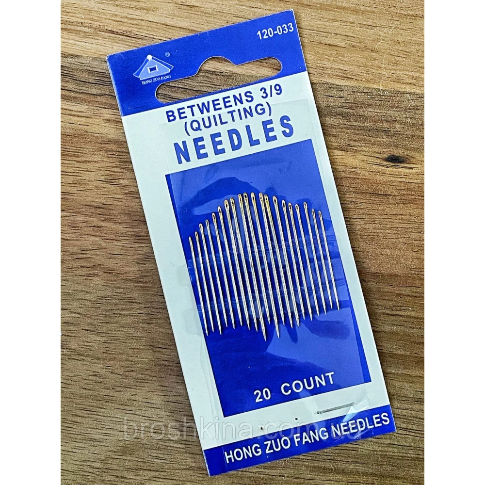 Голки 3/9 для ручного шиття з позолоченим вушком NEEDLES 20 шт/комплект