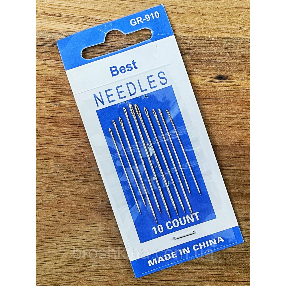 Голки для ручного шиття з позолоченим вушком NEEDLES 10 шт/комплект