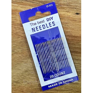 Изображение товара -  Голки для ручного шиття з позолоченим вушком NEEDLES 20 шт/комплект