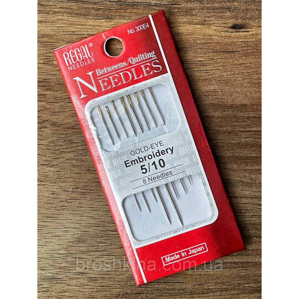Голки 5/10 для ручного шиття з позолоченим вушком NEEDLES 8 шт/комплект