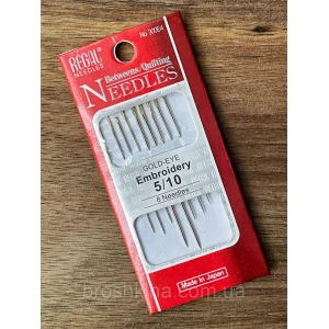 Изображение товара -  Голки 5/10 для ручного шиття з позолоченим вушком NEEDLES 8 шт/комплект