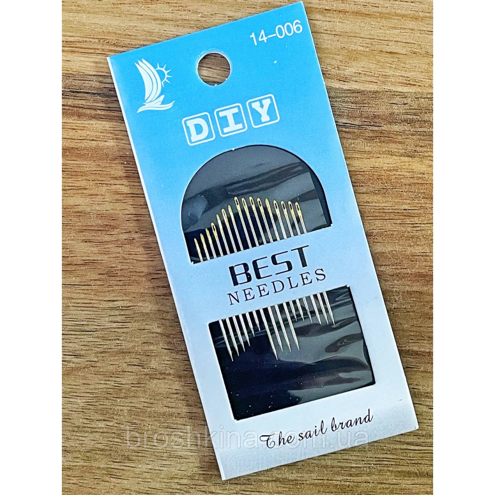 Голки для ручного шиття з позолоченим вушком DIY 16 шт/комплект