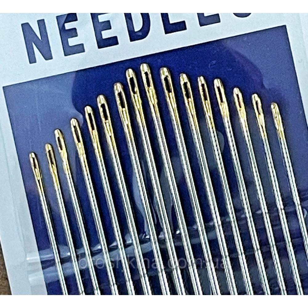 Голки 1/5 для ручного шиття з позолоченим вушком NEEDLES 16 шт/комплект