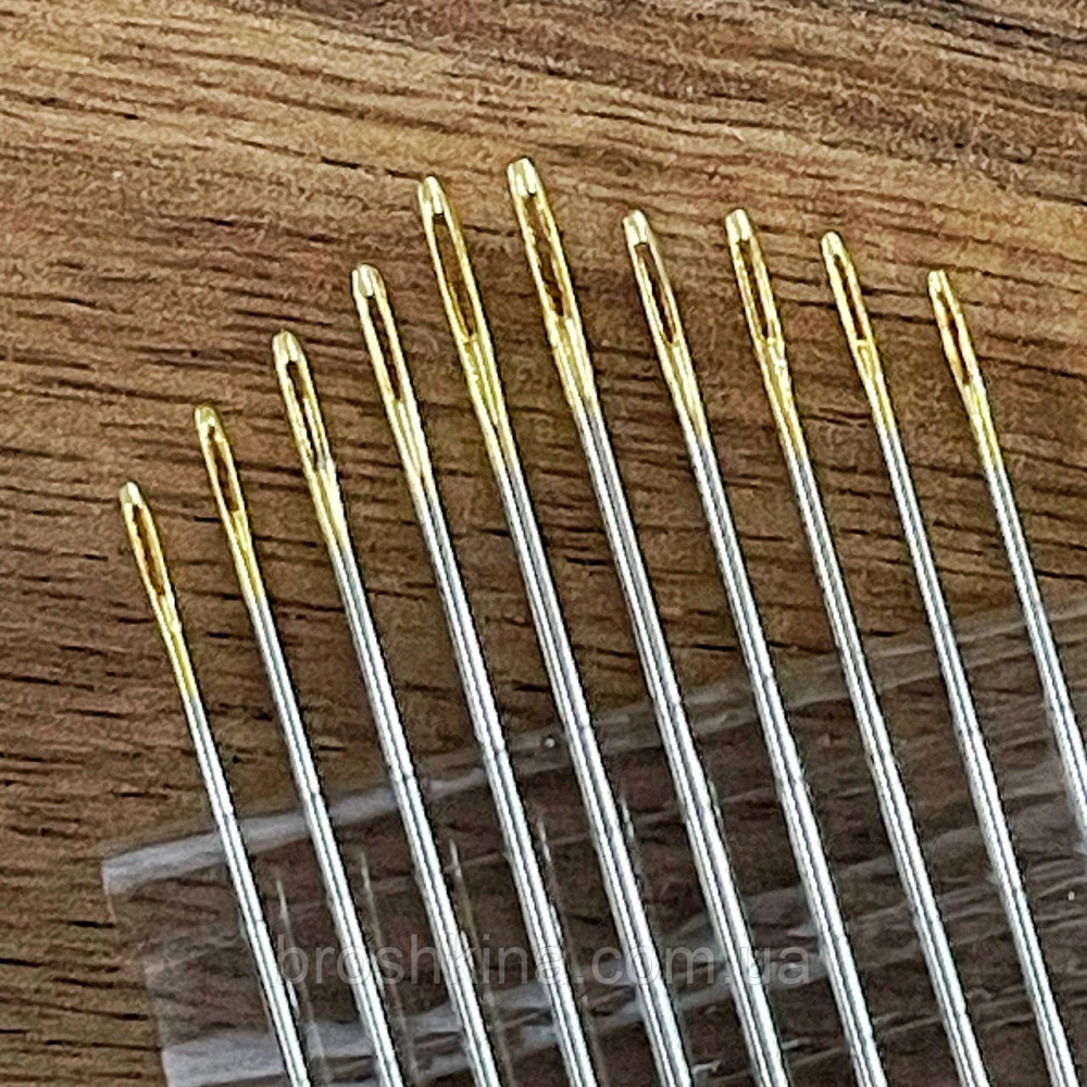 Голки 1/5 для ручного шиття з позолоченим вушком NEEDLES 10 шт/комплект