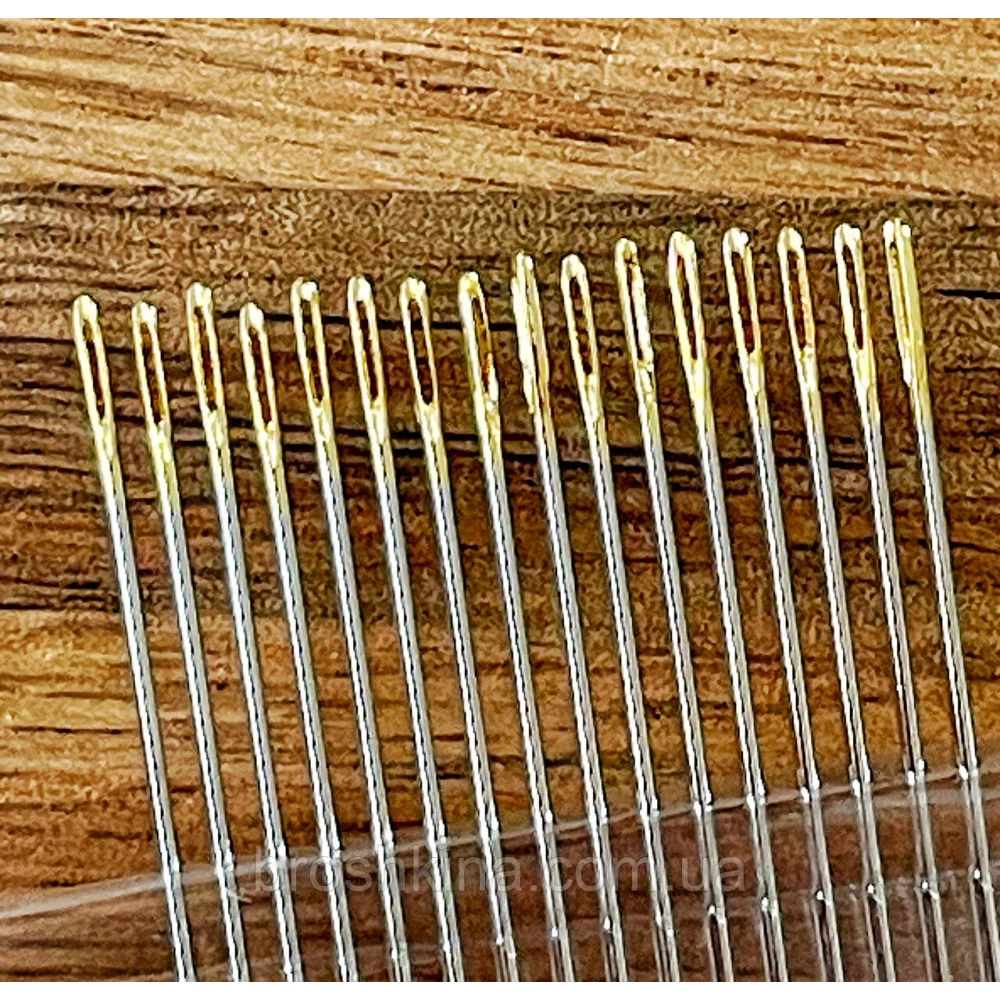Голки для ручного шиття з позолоченим вушком NEEDLES 16 шт/комплект