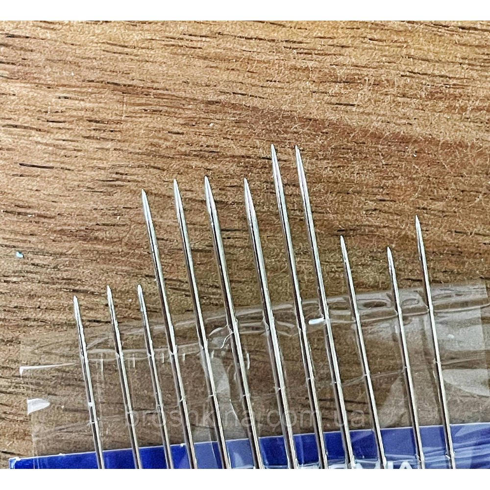 Голки для ручного шиття з позолоченим вушком NEEDLES 12 шт/комплект