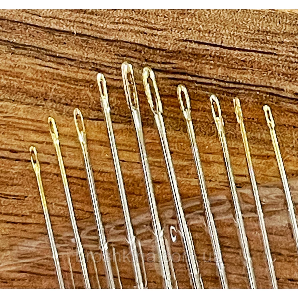 Голки для ручного шиття з позолоченим вушком NEEDLES 10 шт/комплект