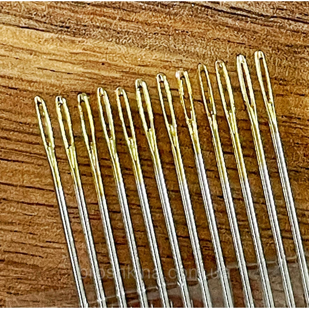 Голки для ручного шиття з позолоченим вушком NEEDLES 12 шт/комплект