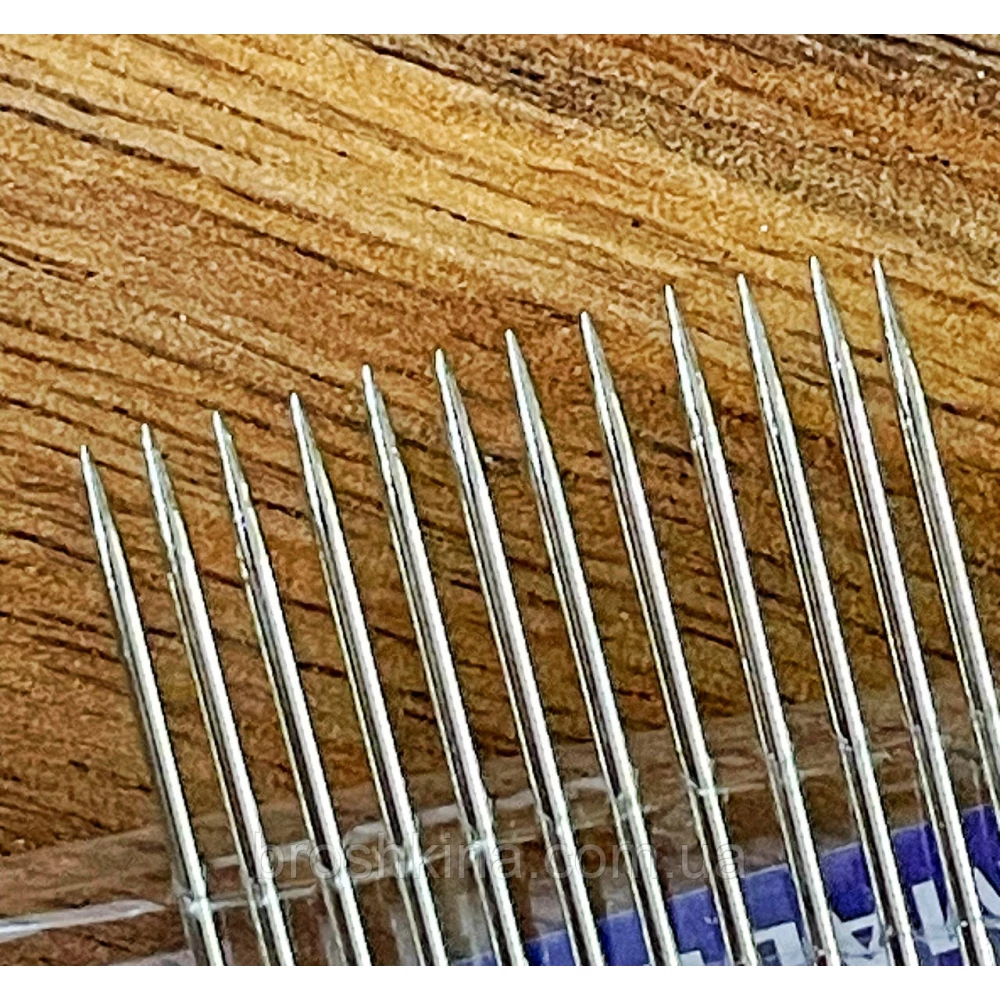 Голки для ручного шиття з позолоченим вушком NEEDLES 12 шт/комплект