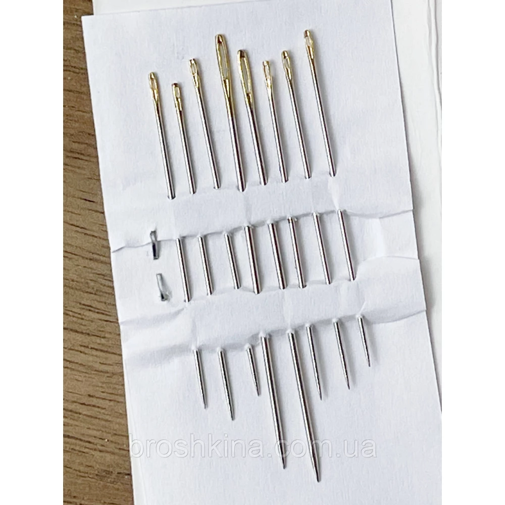 Голки 5/10 для ручного шиття з позолоченим вушком NEEDLES 8 шт/комплект