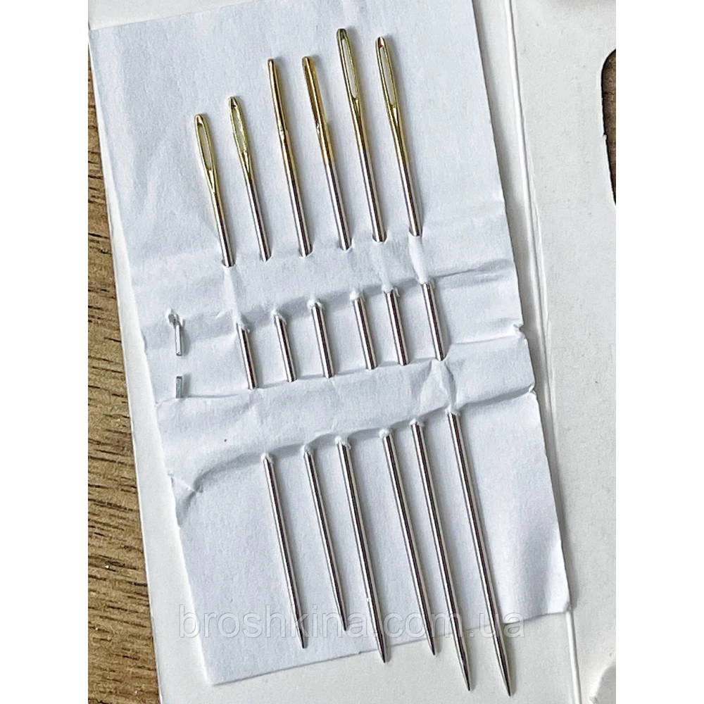 Голки 5/7 для ручного шиття з позолоченим вушком NEEDLES 6 шт/комплект