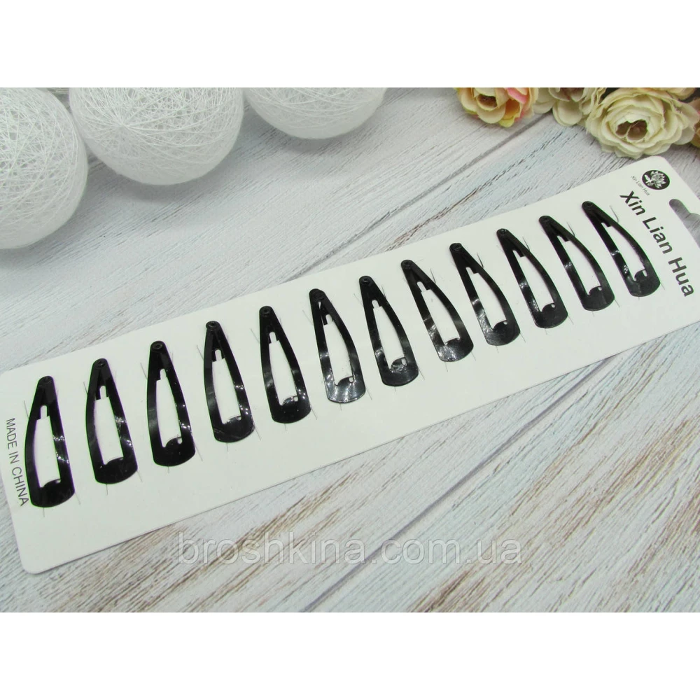 Заколки тік-так 4.5 см чорні 5 стрічок/уп