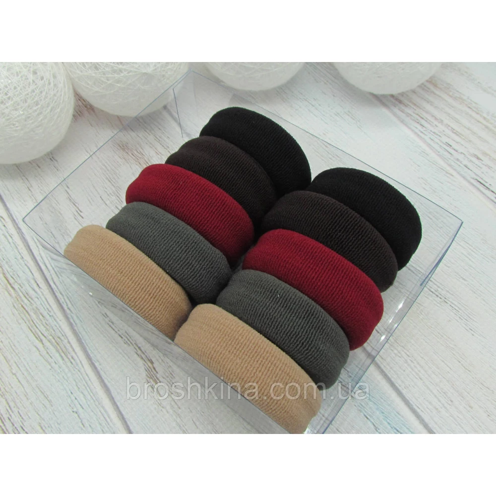 Плотные резинки Ø5.5 см микрофибра 10 шт. в коробочке