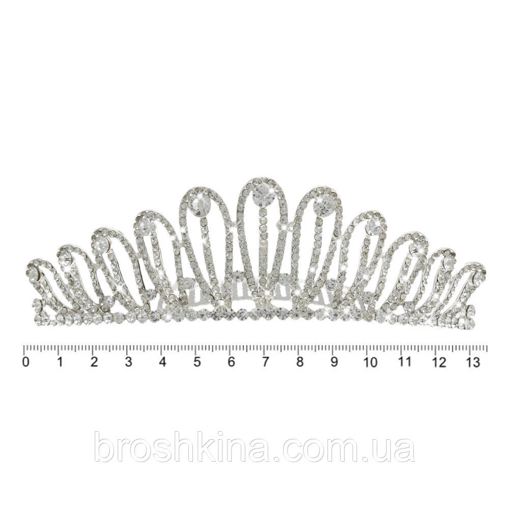 Диадема металл со стразами на гребне 13*5 см