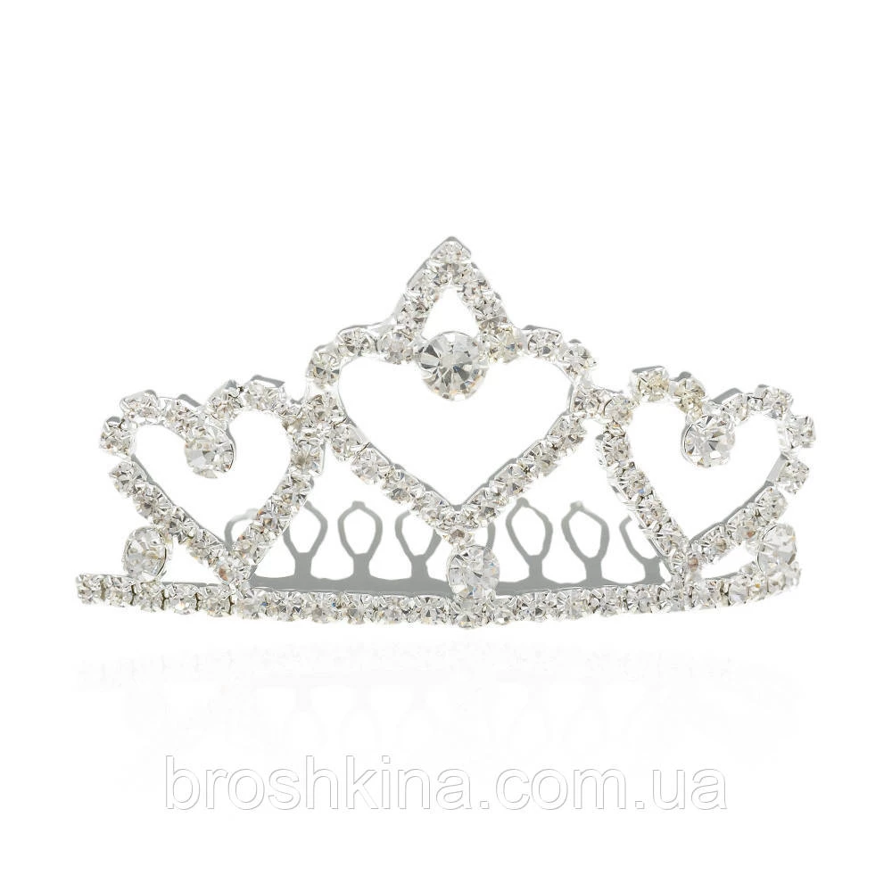 Диадема металл со стразами на гребне 7*5 см