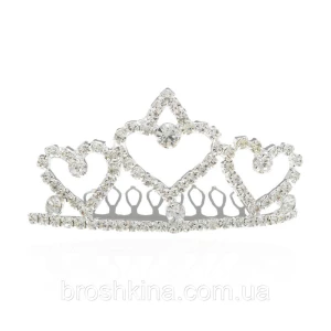 Изображение товара -  Диадема металл со стразами на гребне 7*5 см