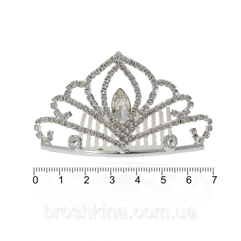 Диадема металл со стразами на гребне 7 см