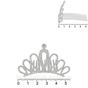 Изображение товара -  Диадема металл со стразами на гребне 5*5 см
