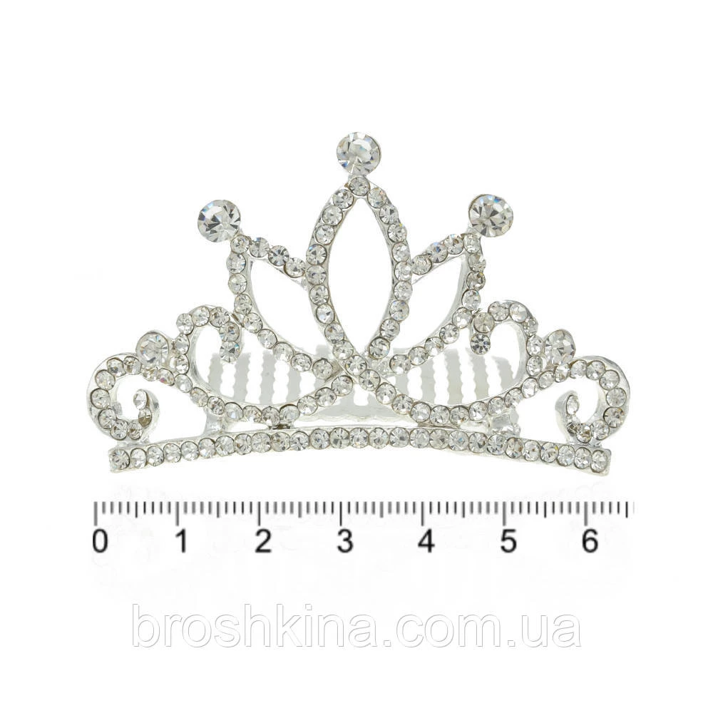 Диадема металл со стразами на гребне 6.5 см