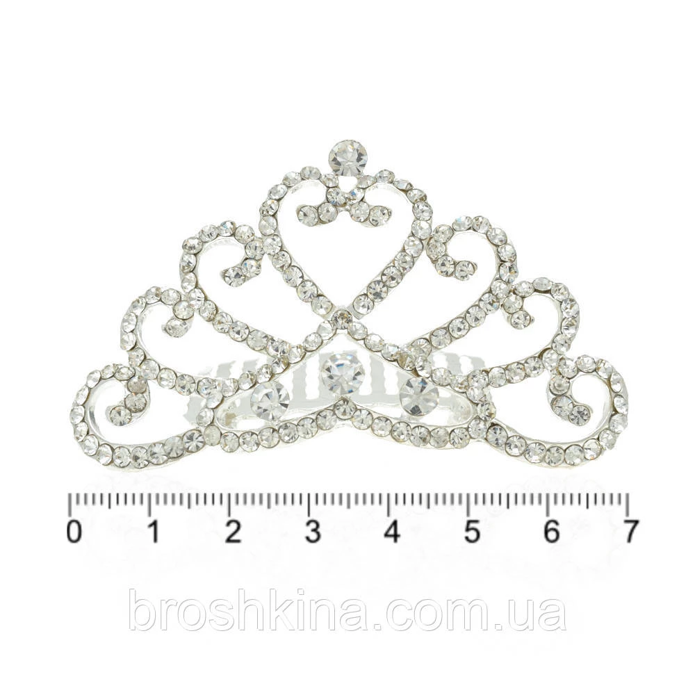 Диадема металл со стразами на гребне 6.8 см