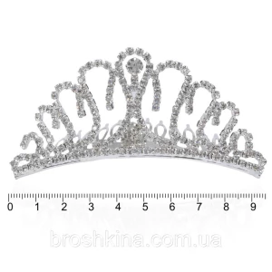 Изображение товара -  Диадема металл со стразами на гребне 9.3 см