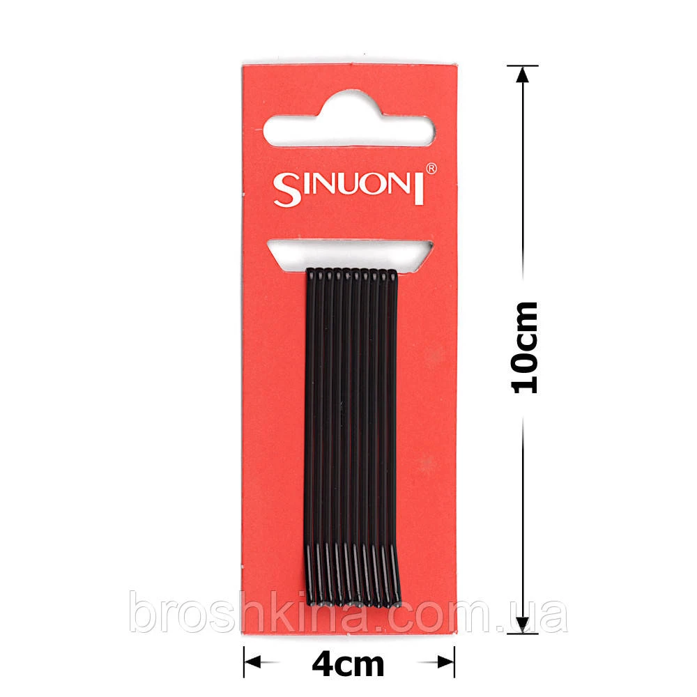 Невидимки Sinuoni черные ровные 6 см 10 шт/набор