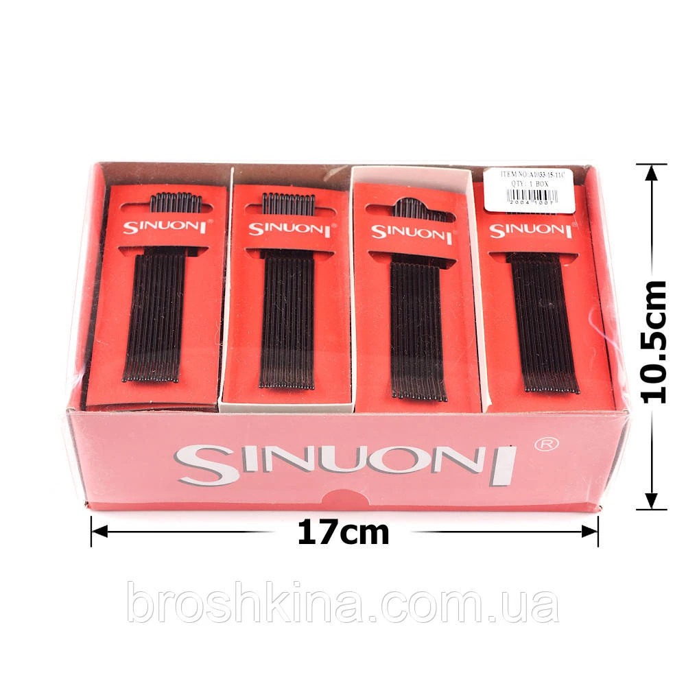Невидимки Sinuoni черные ровные 6 см 10 шт/набор