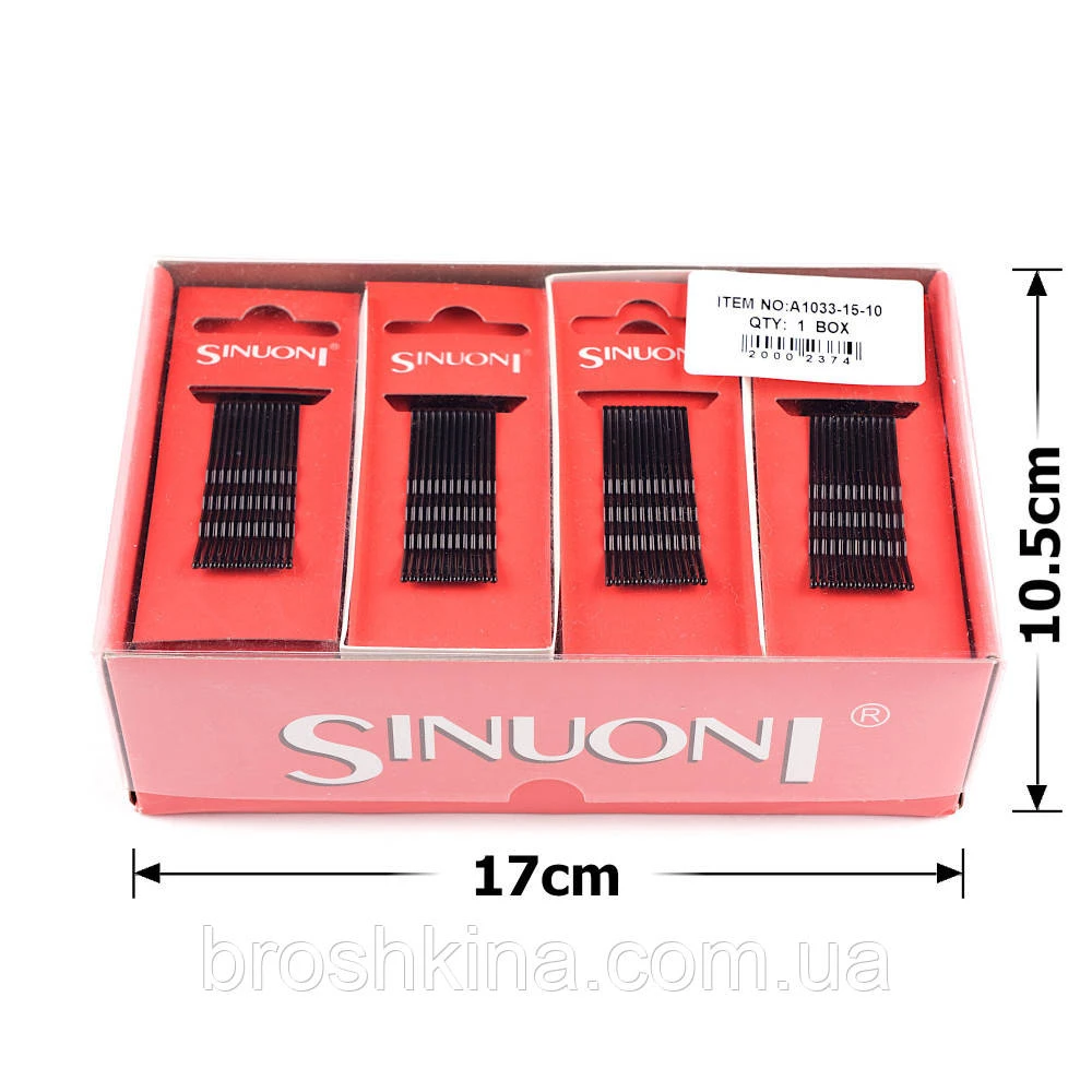 Невидимки Sinuoni черные волнистые 5 см 10 шт/набор