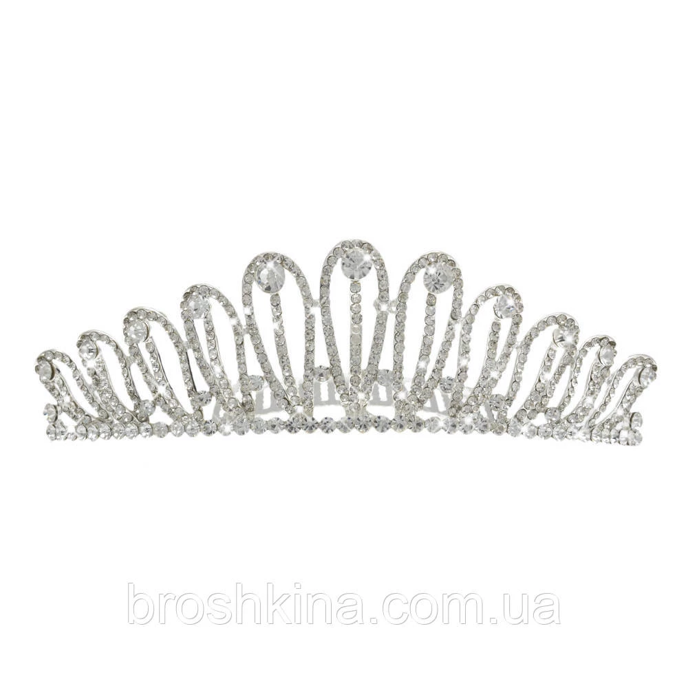 Диадема металл со стразами на гребне 13*5 см